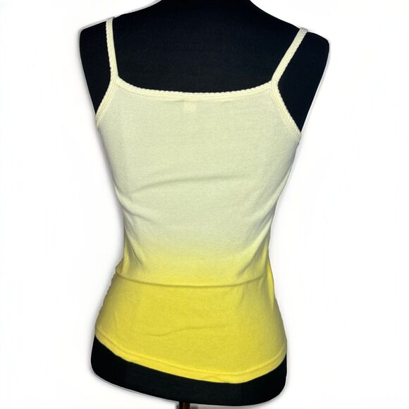 Vintage Y2K Yellow Ombre Tank Top S 2000s Cotton Ditsy Floral Fairy Whimsical - Picture 2 of 10